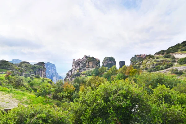 Krajobraz Prawosławnych Meteory Grecja Starych Klasztorów Miejsca Kultu — Zdjęcie stockowe