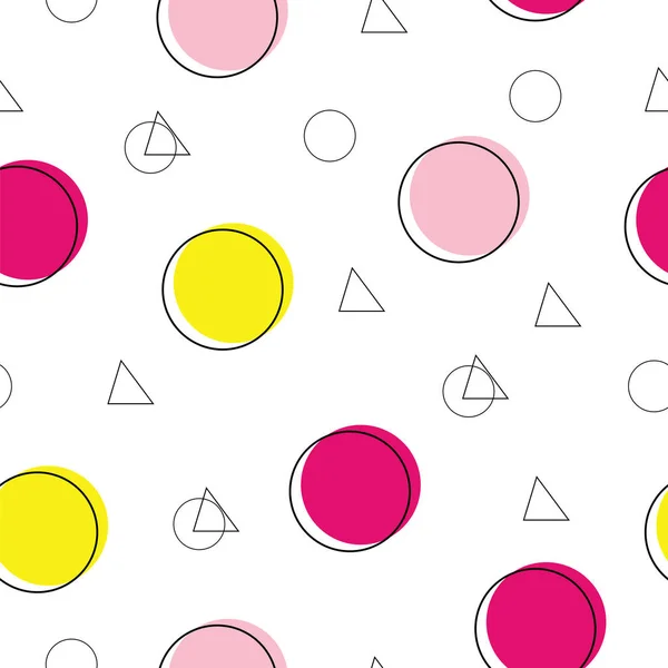 Patrón Sin Costuras Con Formas Geométricas Vector Colores Rosa Amarillo — Vector de stock
