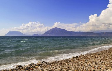 landscape of Rio beach Patras Achaia Peloponnese Greece  clipart