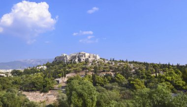 Thissio Atina Yunanistan görüldüğü gibi Akropolis manzaralı