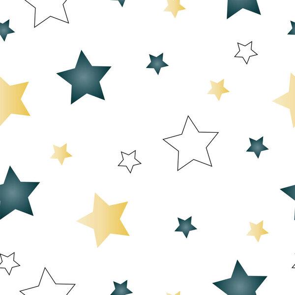 seamless pattern with stars in blue and light brown colors