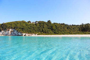 landscape of Vrika beach Antipaxos Ionian islands Greece clipart