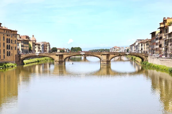 Landschap Van Rivier Arno Florence Firenze Stad Toscane Italie — Stockfoto