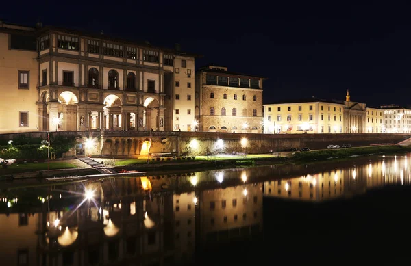 Nacht Landschap Van Florence Firenze Stad Toscane Italie Arno Rivier — Stockfoto