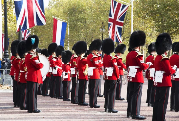 イギリス ロンドン 2018 イギリス ロンドンの衛兵交代式の伝統的な変更時にバッキンガム宮殿の警備員 エディトリアル使用 — ストック写真