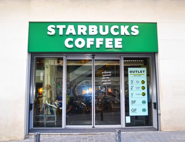 Monastraki Athens Greece Noviembre 2018 Cafetería Starbucks Monastiraki Atenas Grecia —  Fotos de Stock