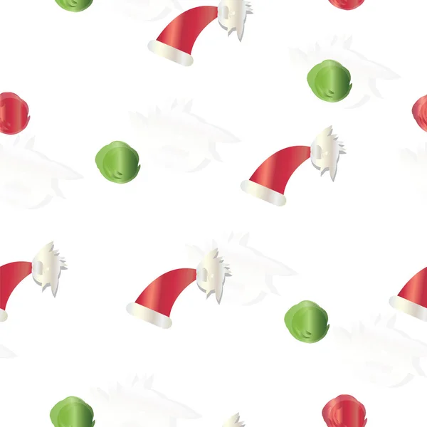 Бесшовный Узор Рождественскими Шляпами Снежинками Вектором Мячей Праздничная Тема — стоковый вектор
