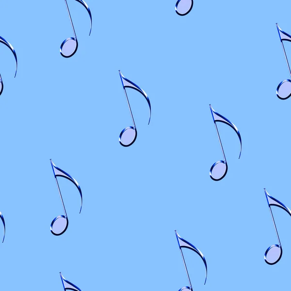 Seamless Pattern Gold Musical Notes Illustration Blue Colors Blue Theme — Stock Photo, Image