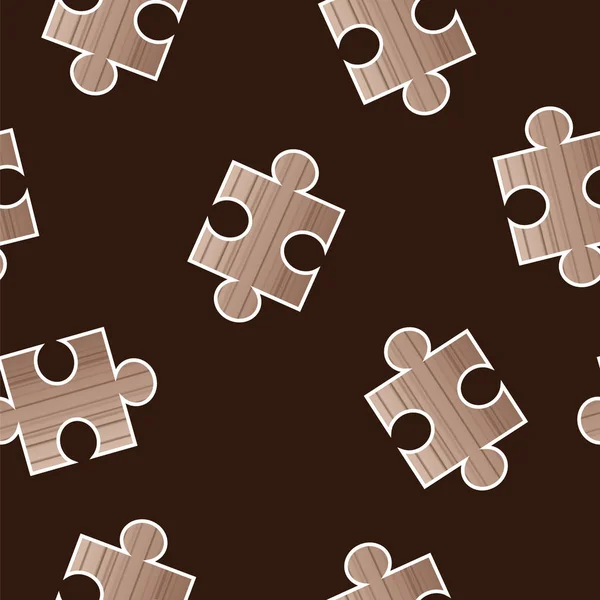 Wzór Puzzli Ciemnym Tle Brązowy Wektor Kawałek Układanki Puzzle — Wektor stockowy