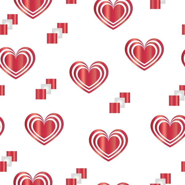 Patrón Sin Costuras Con Corazones Rojos Día San Valentín Tema — Vector de stock