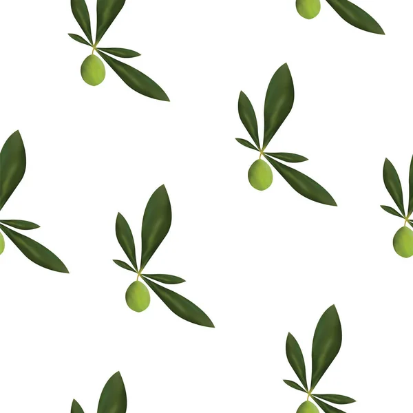 Nahtloses Muster Mit Olivenbaumvektor Grünes Blumenmuster — Stockvektor