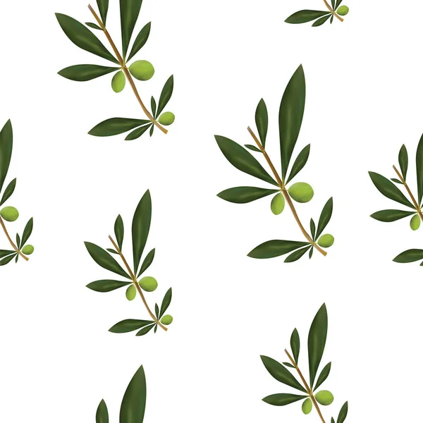 Modello senza soluzione di continuità con vettore olivi - motivo floreale verde — Vettoriale Stock