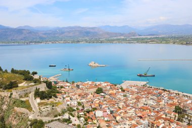 Nafplio kasaba Argolis Yunanistan sahne - drone görünümü