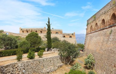 NAFPLIO GREECE, MAY 10 2019: inside the Palamidi fortress in the town of Nafplio Argolis Greece. Editorial use. clipart