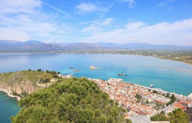 Nafplio kasaba Argolis Yunanistan manzara - drone görünümü