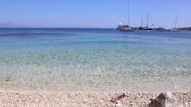 Paxos İyonya adaları Yunanistan Kipiadi plaj manzara  
