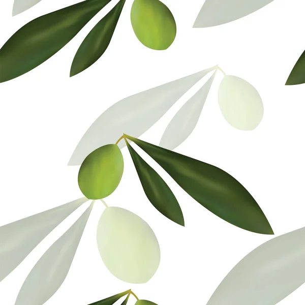 Безшовний візерунок з оливковими деревами вектор зелений квітковий візерунок — стоковий вектор