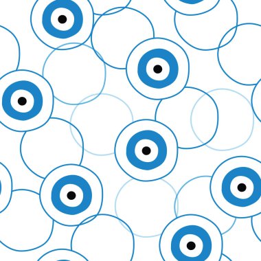 mavi nazar göz ve soyut daireler vektör ile sorunsuz desen 