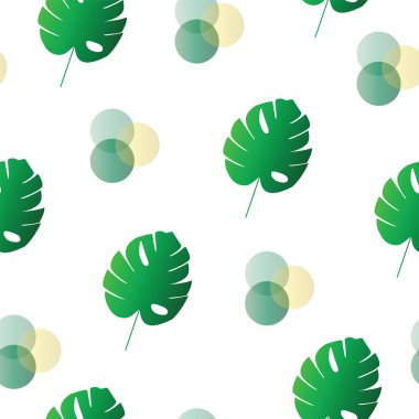 yeşil egzotik yaprakları vektör ile dikişsiz desen - tropikal yaprak - yaz teması