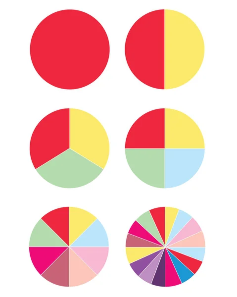 Tortendiagramme in mehreren Farben - Diagramme für Infografiken — Stockvektor