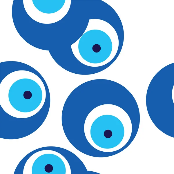 蓝色邪恶眼睛矢量的无缝图案 — 图库矢量图片