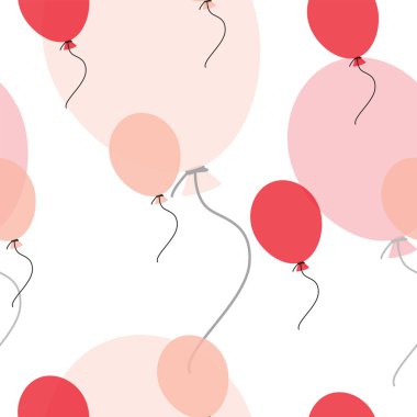 kırmızı ve pembe renklerde balonlar vektör ile dikişsiz desen  