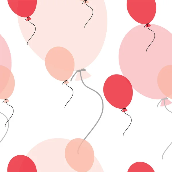 Kırmızı ve pembe renklerde balonlar vektör ile dikişsiz desen — Stok Vektör