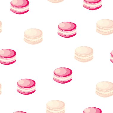 pembe macaroons vektör ile dikişsiz desen - pastel renkler tema