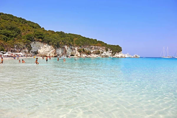 Antipaxos Griekenland Augustus 2017 Landschap Van Voutoumi Strand Antipaxos Eiland — Stockfoto