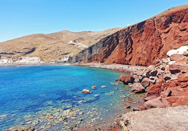 Landschap Van Het Rode Strand Van Santorini Eiland Cyclades Griekenland — Stockfoto