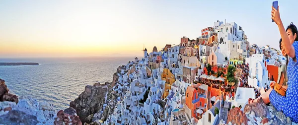 Santorini Grecia Giugno 2019 Scenario Panoramico Tramonto Delle Cicladi Santotini — Foto Stock