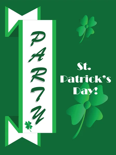 Saint Patricks Day Party affisch inbjudan-fyra Leaf Lucky Clover-Irish Celebration — Stock vektor