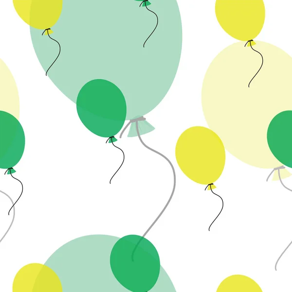 Yeşil ve sarı balonlar vektör ile sorunsuz desen — Stok Vektör