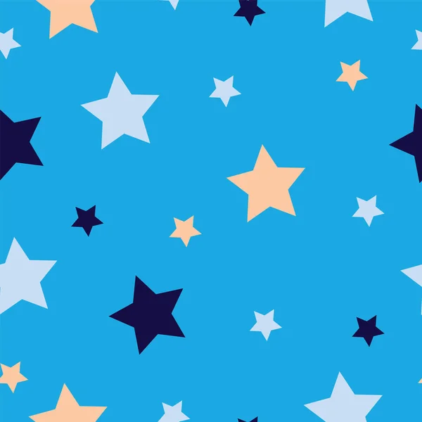 Bezproblémový vzor se hvězdičkami na modrém pozadí — Stockový vektor