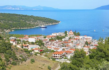 Epidaurus Yunanistan manzara - drone görünümü - yukarıdan sahne