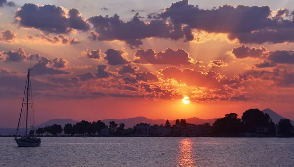 Sunset Scenery Eretria Euboea Greece Greek Summer Destination — Stock Photo, Image