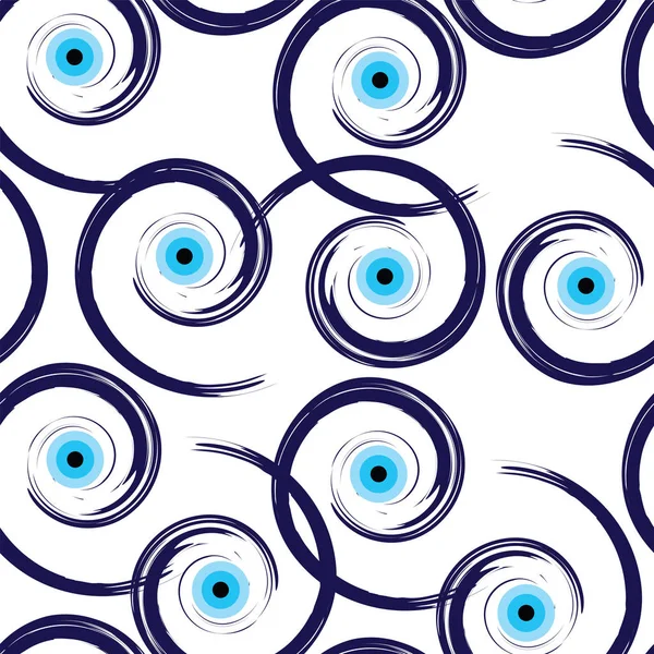 Seamless pattern with artistic blue evil eye vector — Stock Vector