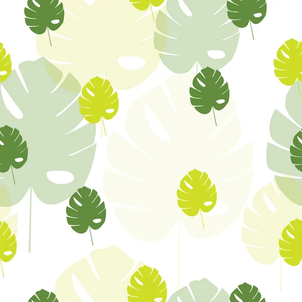 Seamless pattern with green tropical leaves vector — Stock Vector