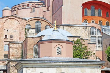 İstanbul Türkiye'de Ayasofya'nın bir parçası - eski Rum Ortodoks Hıristiyan ataerkil katedral, daha sonra Osmanlı imparatorluk camii ve şimdi bir müze
