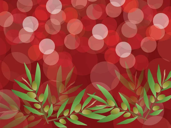 Fondo rojo abstracto con olivos vector — Archivo Imágenes Vectoriales