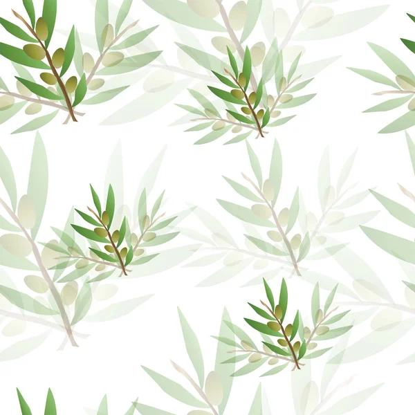 Modello senza soluzione di continuità con vettore olivi - motivo floreale verde — Vettoriale Stock