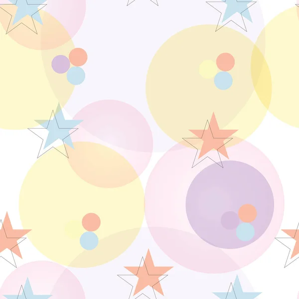 Seamless pattern with abstract shapes in pastel colors and stars vector — Stock Vector