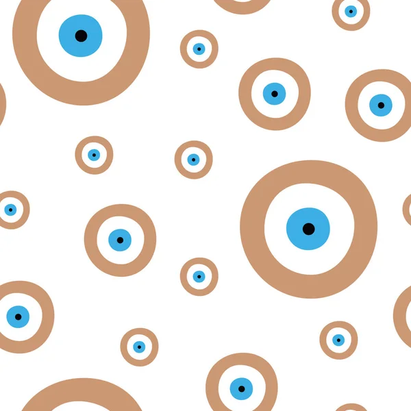 褐色邪恶眼睛矢量的无缝图案 — 图库矢量图片