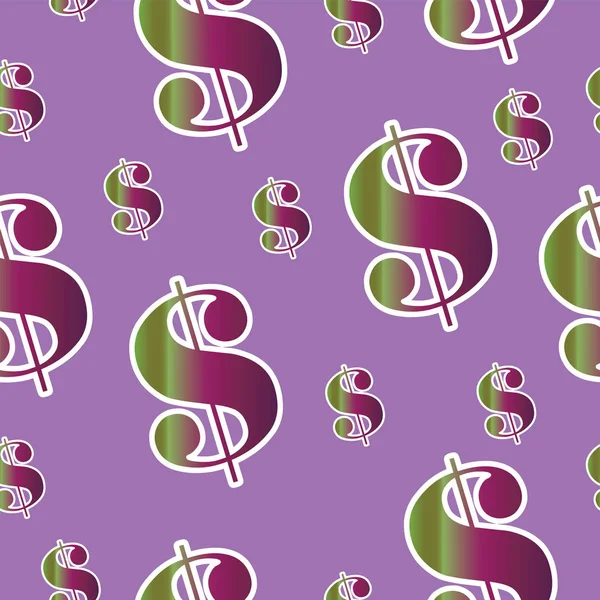 Motif sans couture avec un vecteur de symbole dollar - fond de thème violet — Image vectorielle