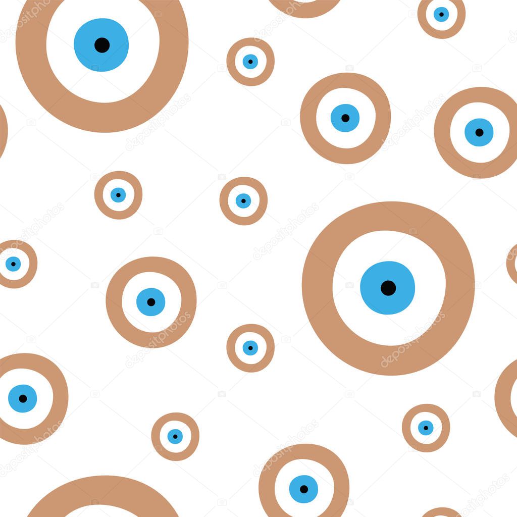 seamless pattern with brown evil eye vector  