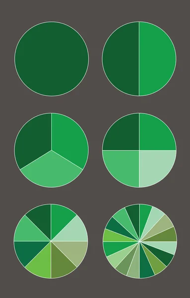 Pite Diagramok Diagramok Infografikák Zöld Színű Vektor — Stock Vector