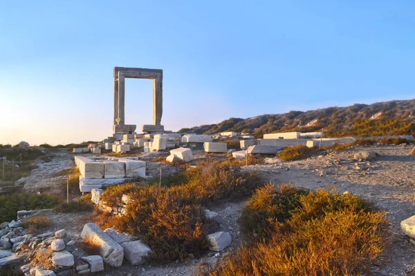 Antigua Portara Gran Puerta Isla Naxos Grecia Templo Apolo —  Fotos de Stock