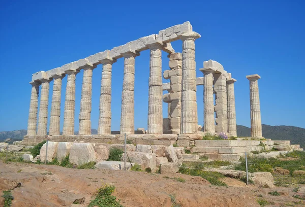 Templo Poseidón Cabo Sounion Ática Grecia — Foto de Stock