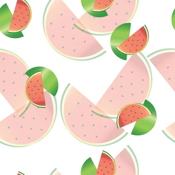 Nahtloses Muster Mit Wassermelonenscheiben Vektor — Stockvektor