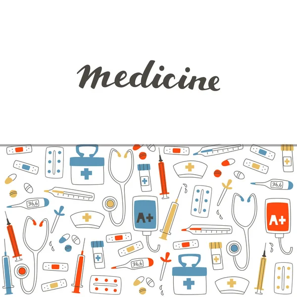 Gesundheitswesen Und Medizin Handgezeichnete Doodle Artikel — Stockvektor